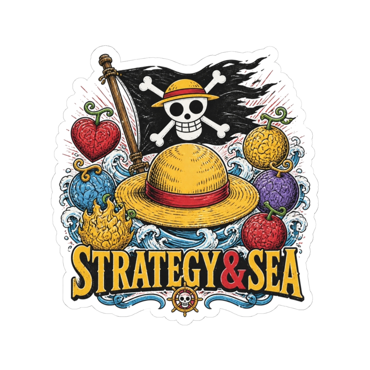 One Piece "STRATEGY & SEA" Sticker - alternate angle 2, merchandise